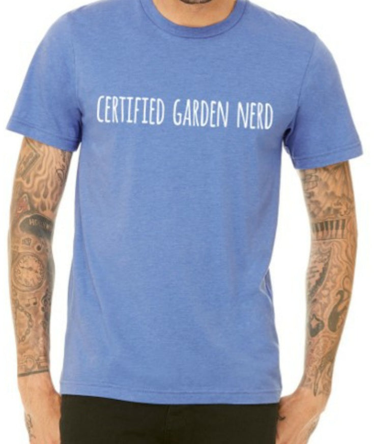 Whitwam Organics Unisex Blue Certified Garden Nerd T-Shirt